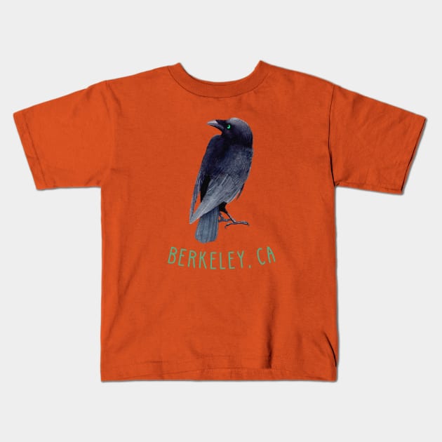 Berkeley California Crow Raven Kids T-Shirt by Pine Hill Goods